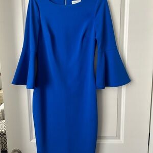 Calvin Klein Collection Cobalt Blue Long Sleeve Dress